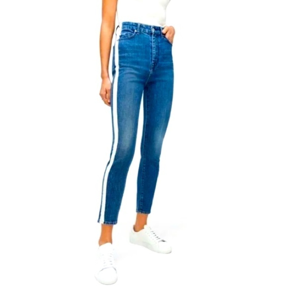 NWT 7 For All Mankind Los Angeles Rare to Find White Stripe Jeans. Amazing Jeans
